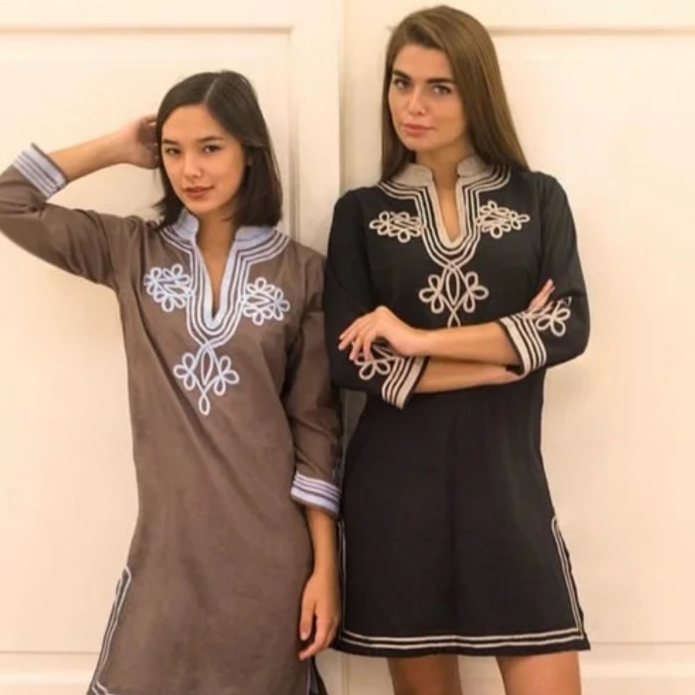 Gretchen Scott Designs Baby Tangier Embroidered Dress in Black/Tan